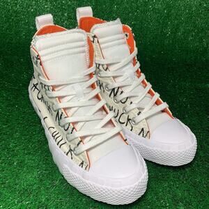 Converse All Star High Top Canvas Shoes Not a Chuck UNT1TL3D White Orange Mens 5